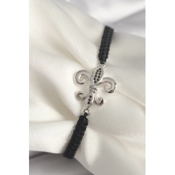 ÇOK SATAN Pirinç Gümüş Renk Zirkon Taş İşlemeli Zambak Model Asansörlü Makrome Model Kadın Bileklik