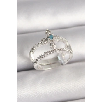 ÇOK SATAN Pirinç Gümüş Renk Zirkon Taşlı Ayarlanabilir Model Kadın Yüzük