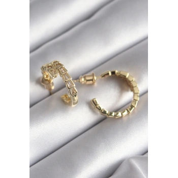 ÇOK SATAN Pirinç Gümüş Renk Zirkon Taşlı Yılan Model Kadın Küpe