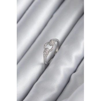 ÇOK SATAN Pirinç Gümüş Renk Zirkon Taşlı Yılan Model Kadın Yüzük