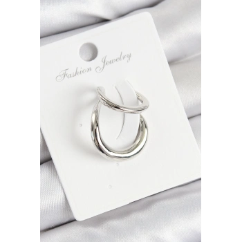 ÇOK SATAN Pirinç Halka Model Gümüş Renk Sağ Kıkırdak Küpe