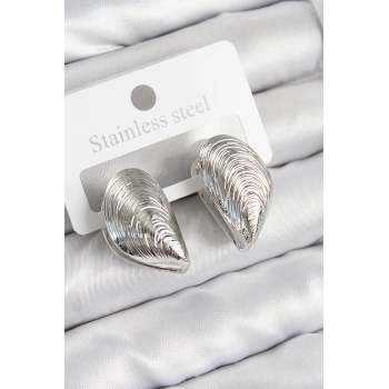 ÇOK SATAN Pirinç İstiridye Model Gümüş Renk Kadın Küpe