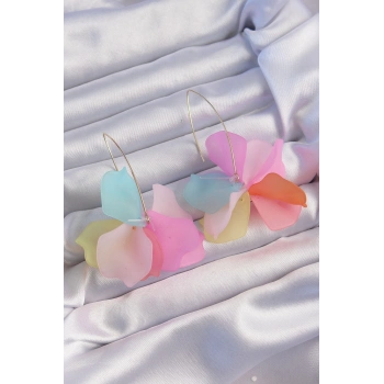 ÇOK SATAN Pirinç Karışık Renkli Flora Küpe