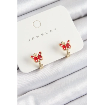 ÇOK SATAN Pirinç Kelebek Model Gold Renk Çocuk Küpe