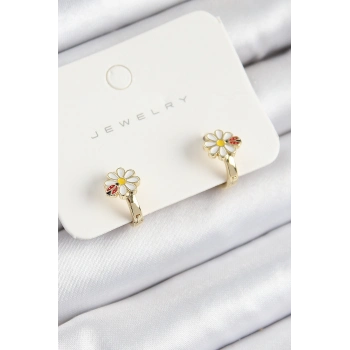 ÇOK SATAN Pirinç Papatya Model Gold Renk Çocuk Küpe