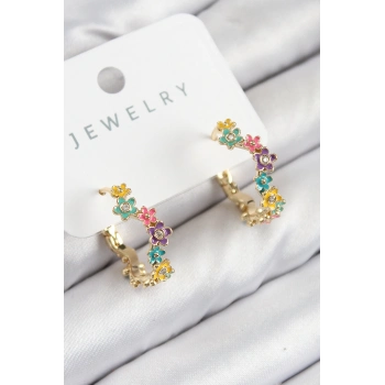 ÇOK SATAN Pirinç Renkli Papatya Model Gold Renk Kadın Küpe