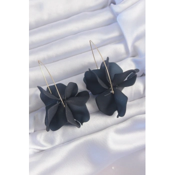 ÇOK SATAN Pirinç Siyah Renkli Flora Küpe