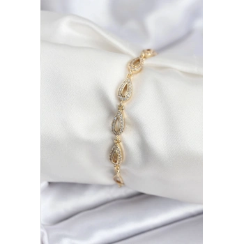 ÇOK SATAN Pirinç VIP Seri Gold Renk Sıralı Damla Model Kadın Bileklik