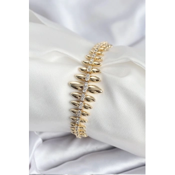 ÇOK SATAN Pirinç VIP Seri Gold Renk Sıralı Damla Model Kadın Bileklik