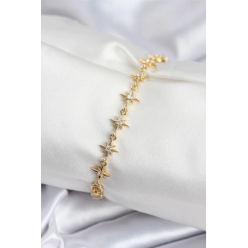 ÇOK SATAN Pirinç VIP Seri Gold Renk Sıralı Kutup Yıldızı Kadın Bileklik