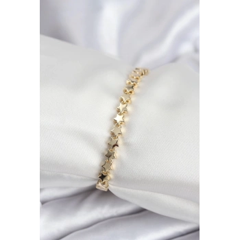 ÇOK SATAN Pirinç VIP Seri Gold Renk Sıralı Yıldız Model Kadın Bileklik