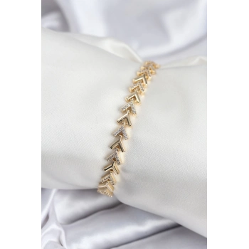 ÇOK SATAN Pirinç VIP Seri Gold Zirkon Taşlı Balık Sırtı Model Kadın Bileklik