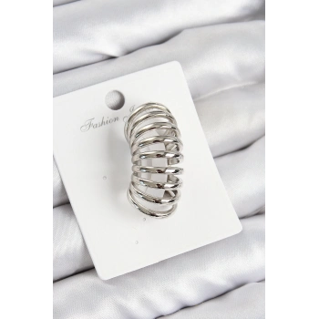 ÇOK SATAN Pirinç Yay Model Gümüş Renk Sağ Kıkırdak Küpe