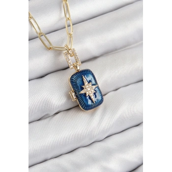 ÇOK SATAN Pirinç Zirkon Taşlı Açılabilir Kutup Yıldızı Model Gold Renk Kadın Kolye