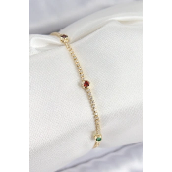 ÇOK SATAN Pirinç Zirkon Taşlı Asorti Model Gold Renk Kadın Bilekilk