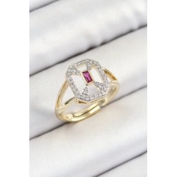 ÇOK SATAN Pirinç Zirkon Taşlı Baget Model Gold Renk Kadın Yüzük