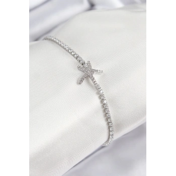 ÇOK SATAN Pirinç Zirkon Taşlı Deniz Yıldızı Model Gümüş Renk Kadın Bileklik