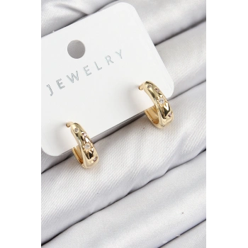 ÇOK SATAN Pirinç Zirkon Taşlı Halka Model Gold Renk Kadın Küpe