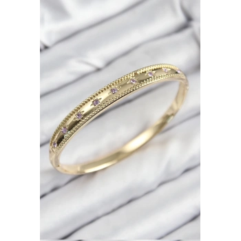 ÇOK SATAN Pirinç Zirkon Taşlı Kutup Yıldızı Model Gold Renk Kadın Kelepçe