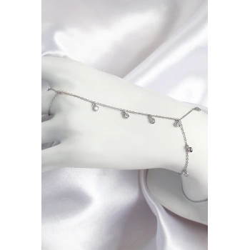 ÇOK SATAN Pirinç Zirkon Taşlı Sallantılı Model Gümüş Renk Kadın Şahmeran