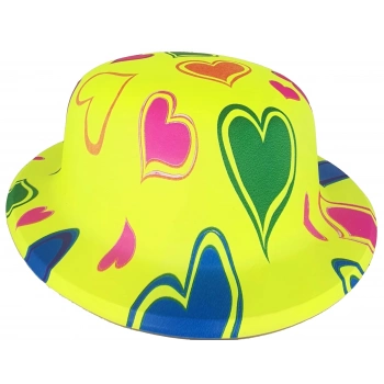 ÇOK SATAN Plastik Neon Desenli Uv Işık Parti Şapkası Sarı 1 Adet