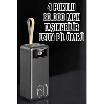 ÇOK SATAN Powerbank 60.000 Mah Hızlı Şarj 4 Çıkışlı Uzun Şarj Süreli Dijital Göstergeli