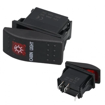 ÇOK SATAN Powermaster Kabin Sembollü Işıklı 3 Pinli On-off 12-24v Marin Switch