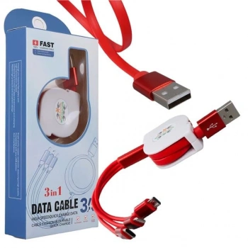 ÇOK SATAN Powermaster Pm-26345 3 In 1 Kırmızı Şarj Kablosu