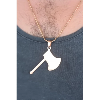 ÇOK SATAN Rose Renk Metal Balta Figürlü Erkek Kolye