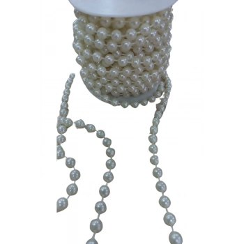 ÇOK SATAN Sıralı Yuvarlak İnci En 1 cm Krem 1 Metre