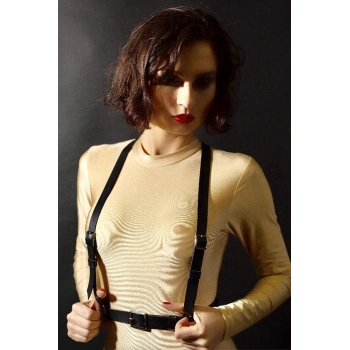 ÇOK SATAN Siyah Deri Harness Askı 1067