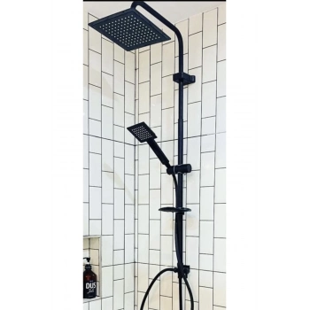 ÇOK SATAN Siyah Kare Duş Seti, Tepe Yağmurlama Duş Başlığı, Ekstra Büyük Robot Duş Sistemi