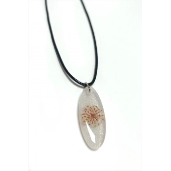 ÇOK SATAN Sultanotu Çiçeği Oval Epoksi Kolye