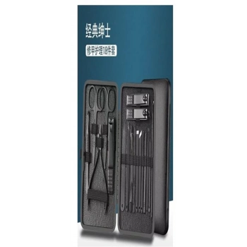 ÇOK SATAN Sunup Sn-27099 Siyah Paslanmaz Çelik 18in1 Profesyonel Manikür Tırnak Bakım Seti