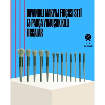 ÇOK SATAN Taşınabilir Ergonomik Yapılı 13 Adet Fiber Kıllı Yüz ve Göz Makyaj Fırçası Seti