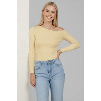 ÇOK SATAN Tek Omuz İpli Bluz Sarı T4328