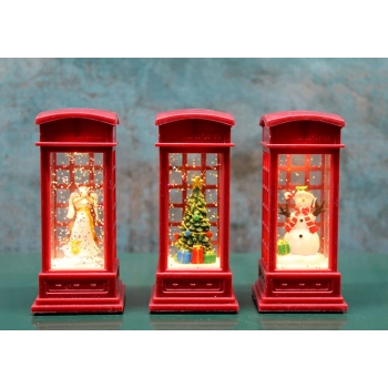 ÇOK SATAN Telefon Kulübeli Işıklı Kar Küresi Kırmızı Tasarım