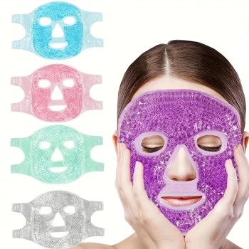ÇOK SATAN Terapi Jel Yüz Maskesi Soğuk Ve Sıcak Boncuklu Ayarlanabilir Maske (mor)