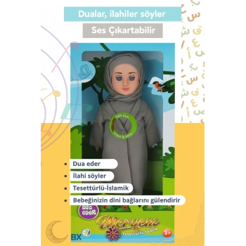 ÇOK SATAN Tesettürlü Meryem Bebek Sesli Dua ve İlahi Söyleyen İnteraktif Maneviyat Geliştirici Oyuncak Bebek
