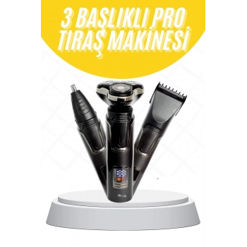 ÇOK SATAN Tıraş Makinesi Profesyonel 3in1 Dijital Göstergeli 3 Başlıklı Erkek Bakım