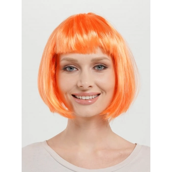 ÇOK SATAN Turuncu Renk Parti Peruğu Küt Saç
