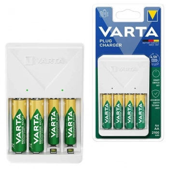 ÇOK SATAN Varta Plug Aa/aaa Kalem Pil Şarj Cihazı Aleti - 4 Adet 2100mah Aa Hr6 Nı-mh Şarj Edilebilir Pil Hediyeli