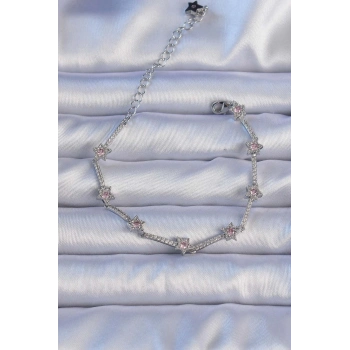 ÇOK SATAN Vip Seri Pirinç Gümüş Renk Zirkon Taşlı Halley Yıldız Model Bileklik