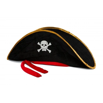 ÇOK SATAN Yetişkin Boy Kadife Jack Sparrow Denizci Kaptan Jack Korsan Şapkası 50x20 Cm