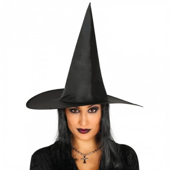 ÇOK SATAN Yetişkin Boy Siyah Cadı Şapkası ve Uzun Siyah Cadı Peruğu