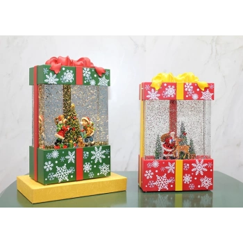 ÇOK SATAN Yılbaşı Temalı Işıklı Müzikli Kar Küresi Hediye Kutusu Tasarımlı