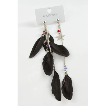 ÇOK SATAN Yıldız Kristal Tüylü Küpe