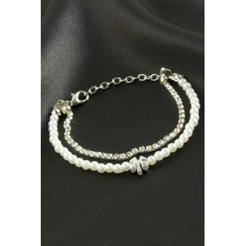 ÇOK SATAN Yonca Şerit Taşlı İnci Bileklik