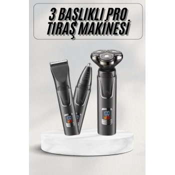ÇOK SATAN Yüksek Performanslı 3 Başlıklı Profesyonel Şarjlı Islak ve Kuru Kullanıma Uygun