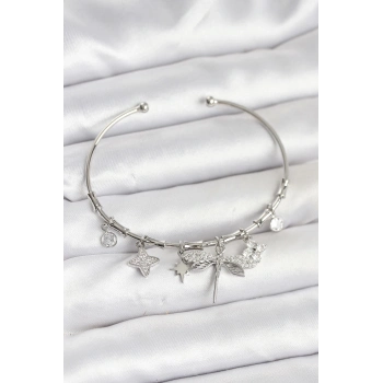 ÇOK SATAN Yusufçuk Charmlı Gümüş Renk Pirinç Kadın Bileklik